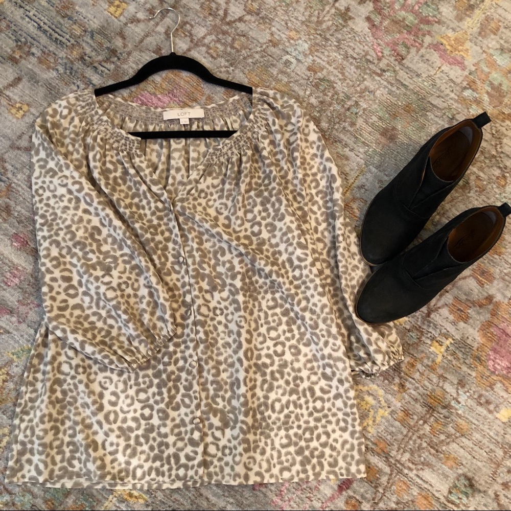 Ann Taylor Loft cheetah print blouse
